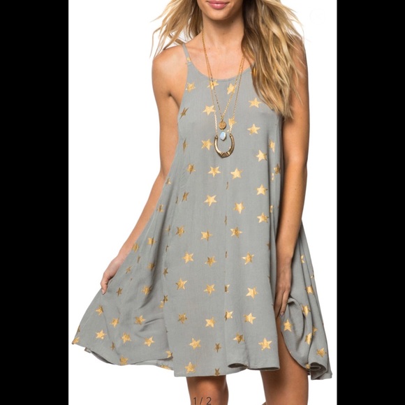 O'Neill Dresses & Skirts - O'Neill Faye Star Print Dress Grey Medium